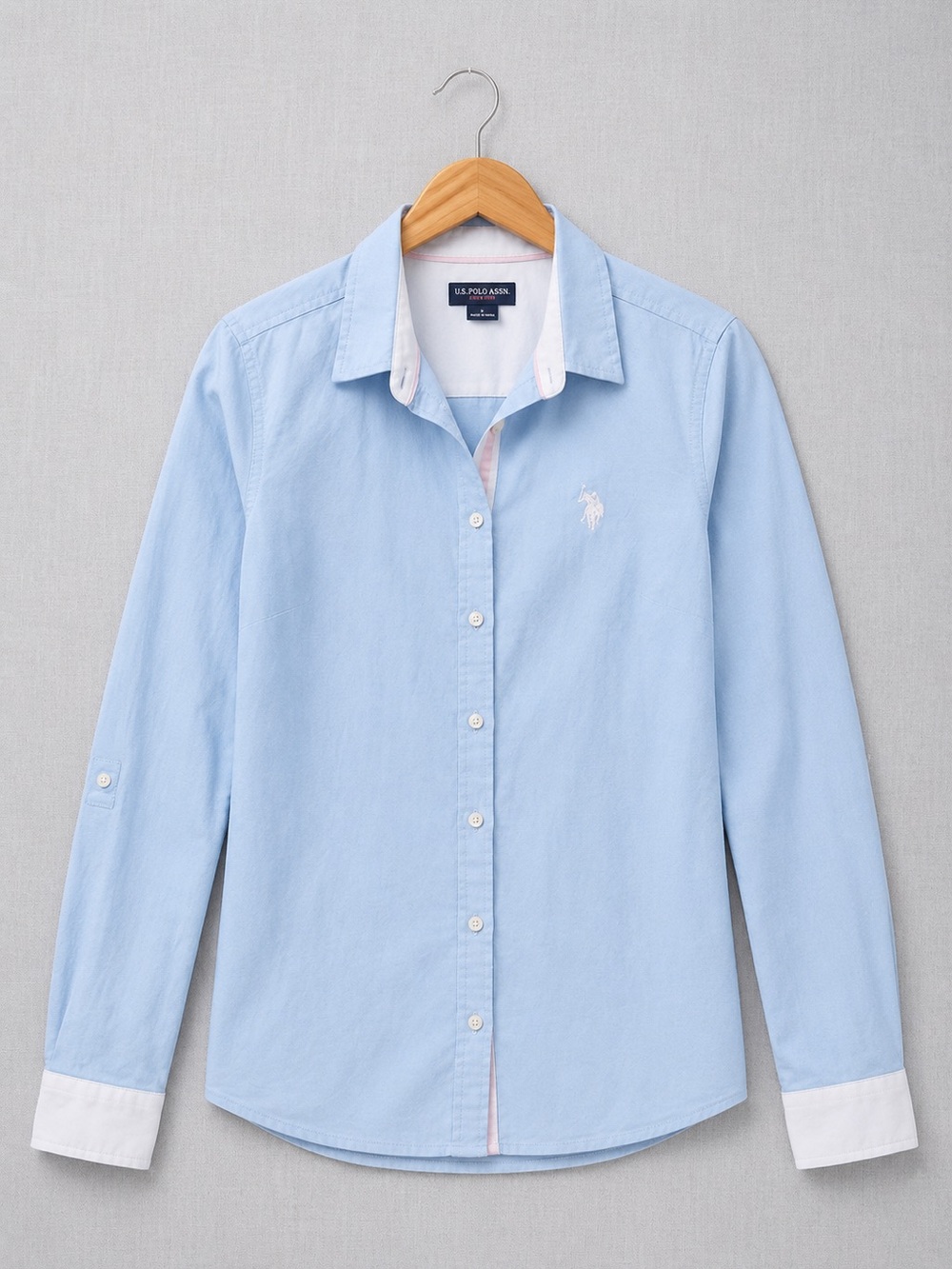 U.S. Polo Assn. Light Blue Button-Down Shirt with White Cuffs